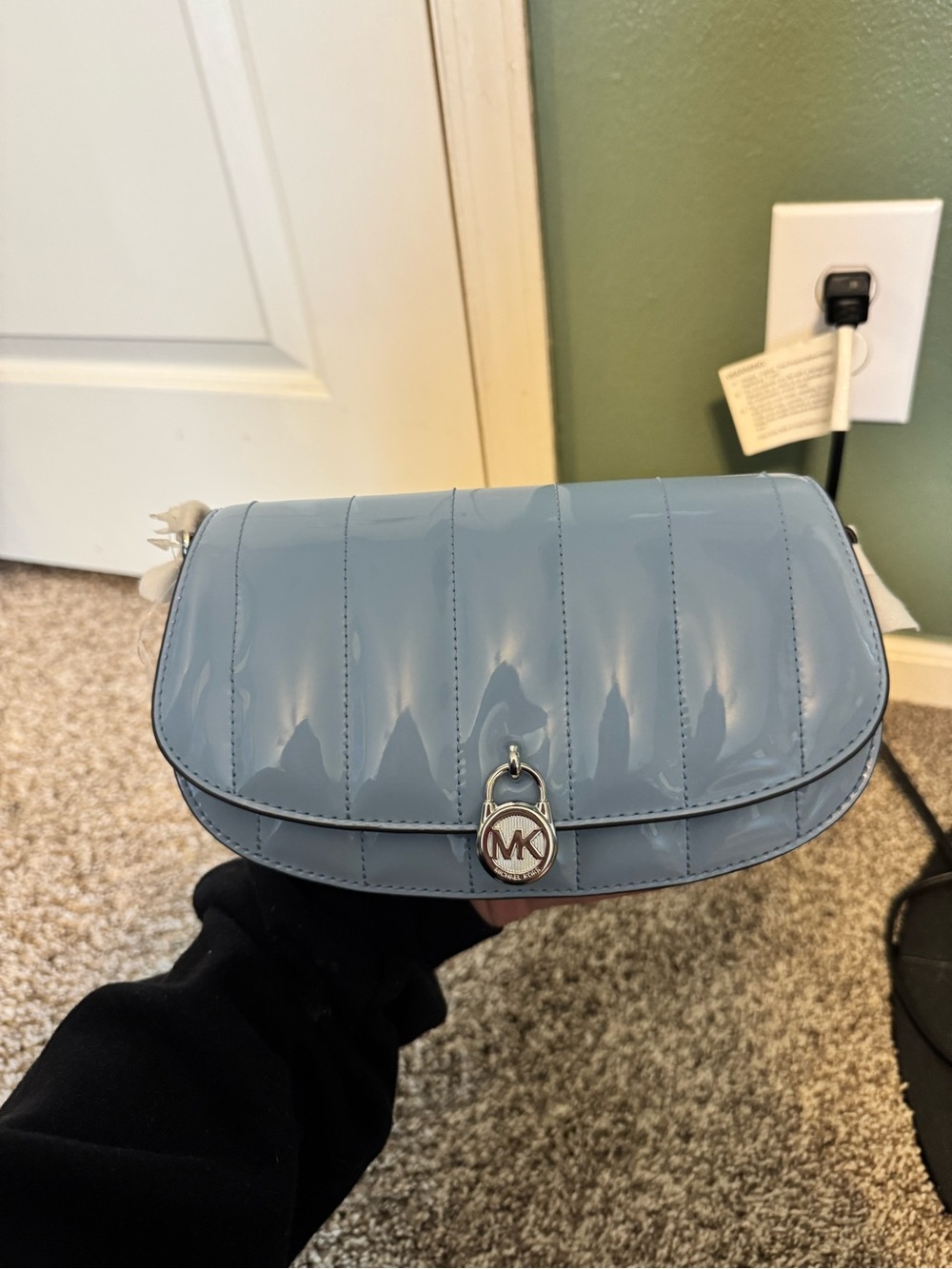 Michael Kors Light Blue Patent Leather Crossbody Bag Brand New Rare 1 of only 47